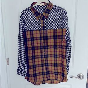 Promesa Rock American Graphic Oversized Gingham Plaid Shirt Fantastic S/M